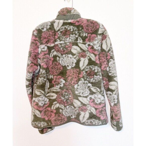 Ladies Gerry Fleece Zip Up Jacket Size Medium Floral Green Pink Gray - Picture 6 of 9